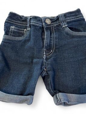 Kids Dark Blue Denim Rolled Hem Shorts